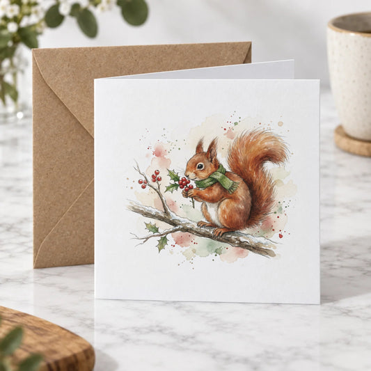 Winter Squirrel Greeting Card – Hero