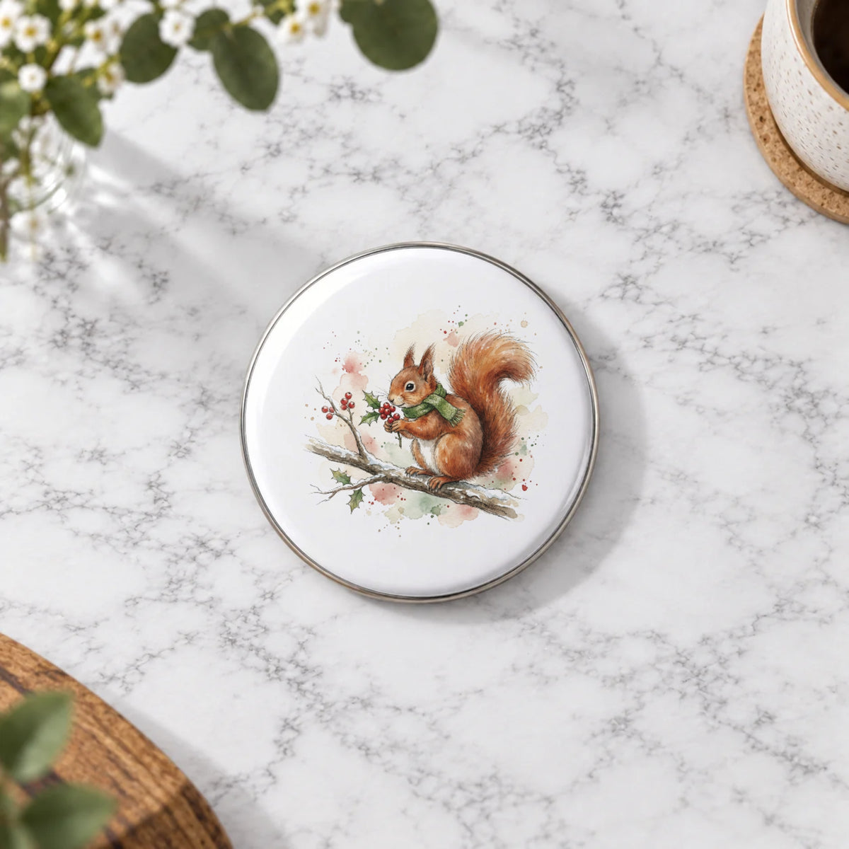 Winter Squirrel Greeting Card – Badge Large