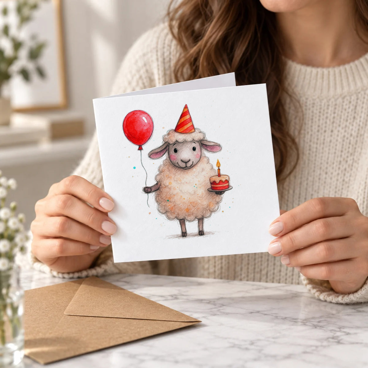 Sheep Greeting Card – Held Card