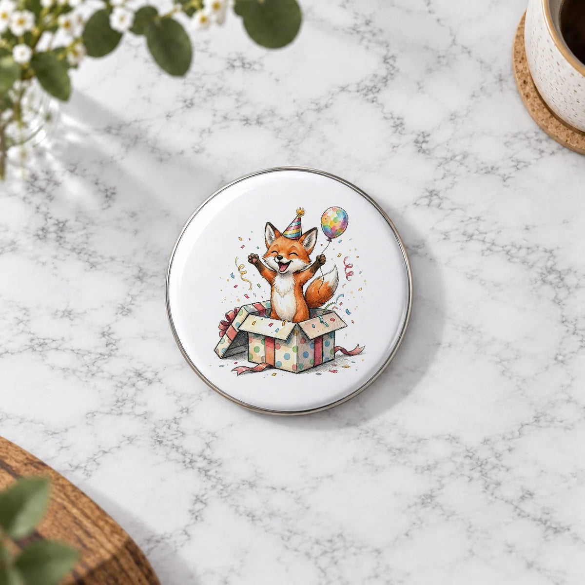 Whimsical Fox Greeting Card – Badge Large