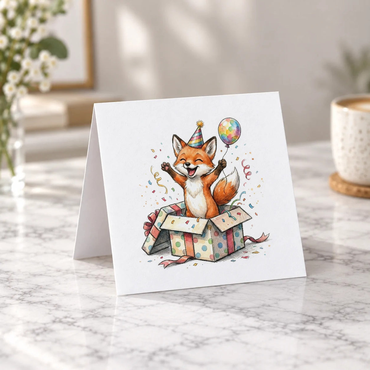 Whimsical Fox Greeting Card – Tent Fold