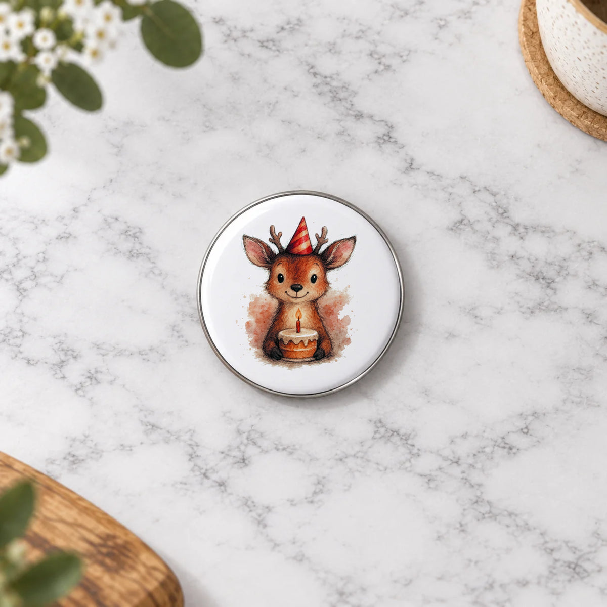 Woodland Deer Greeting Card – Badge Small