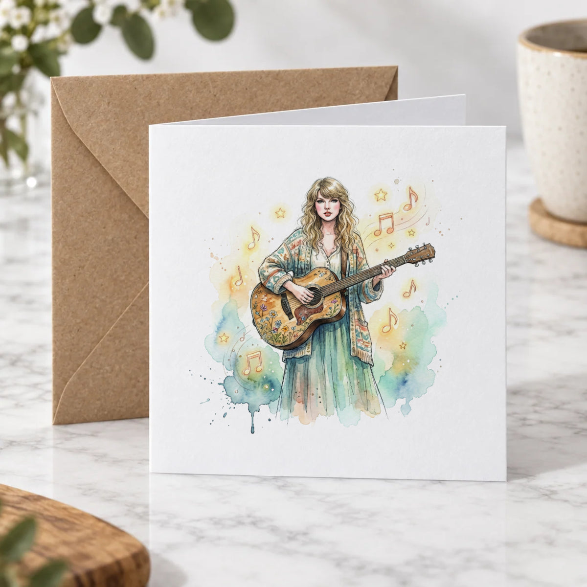 Folk Music Guitar Greeting Card – Hero