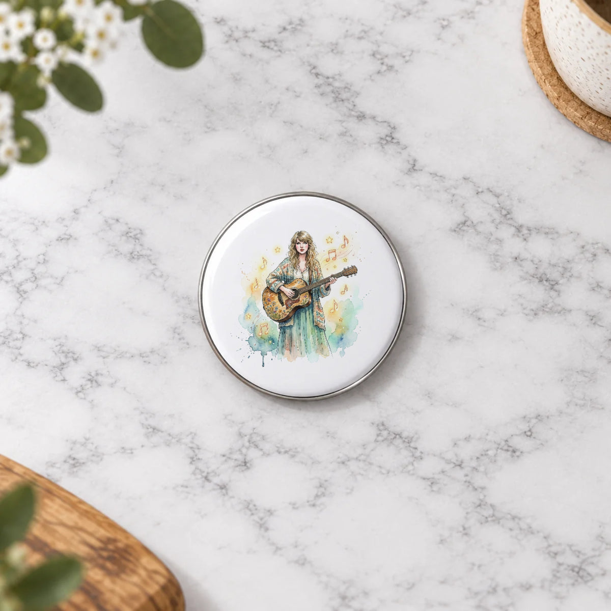 Folk Music Guitar Greeting Card – Badge Small