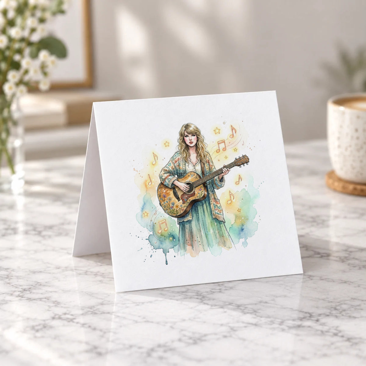 Folk Music Guitar Greeting Card – Tent Fold