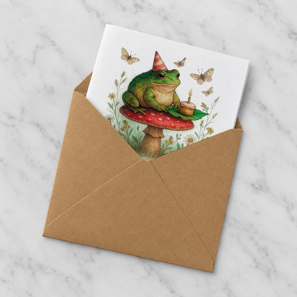 Toad Greeting Card – Half in Envelope