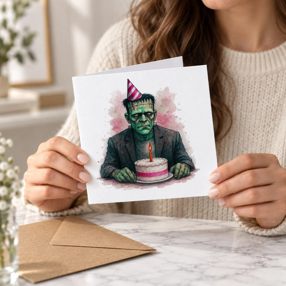 Classic Monster Greeting Card – Held Card