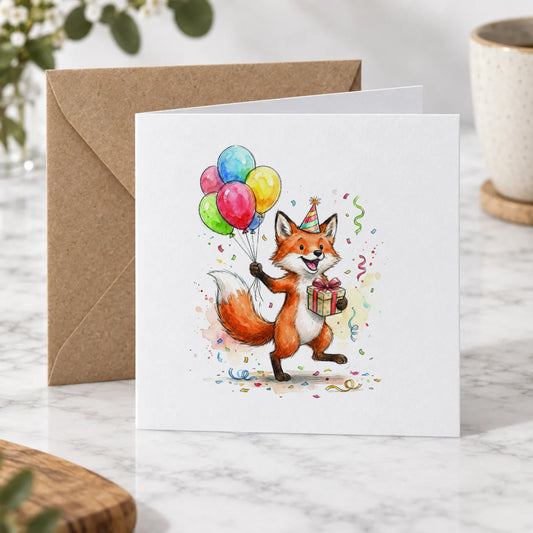 Fox Balloons Greeting Card – Hero