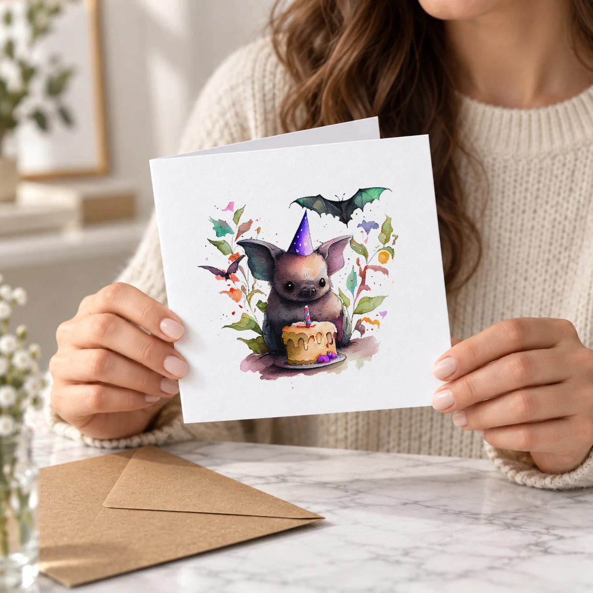 Bat Greeting Card – Held Card