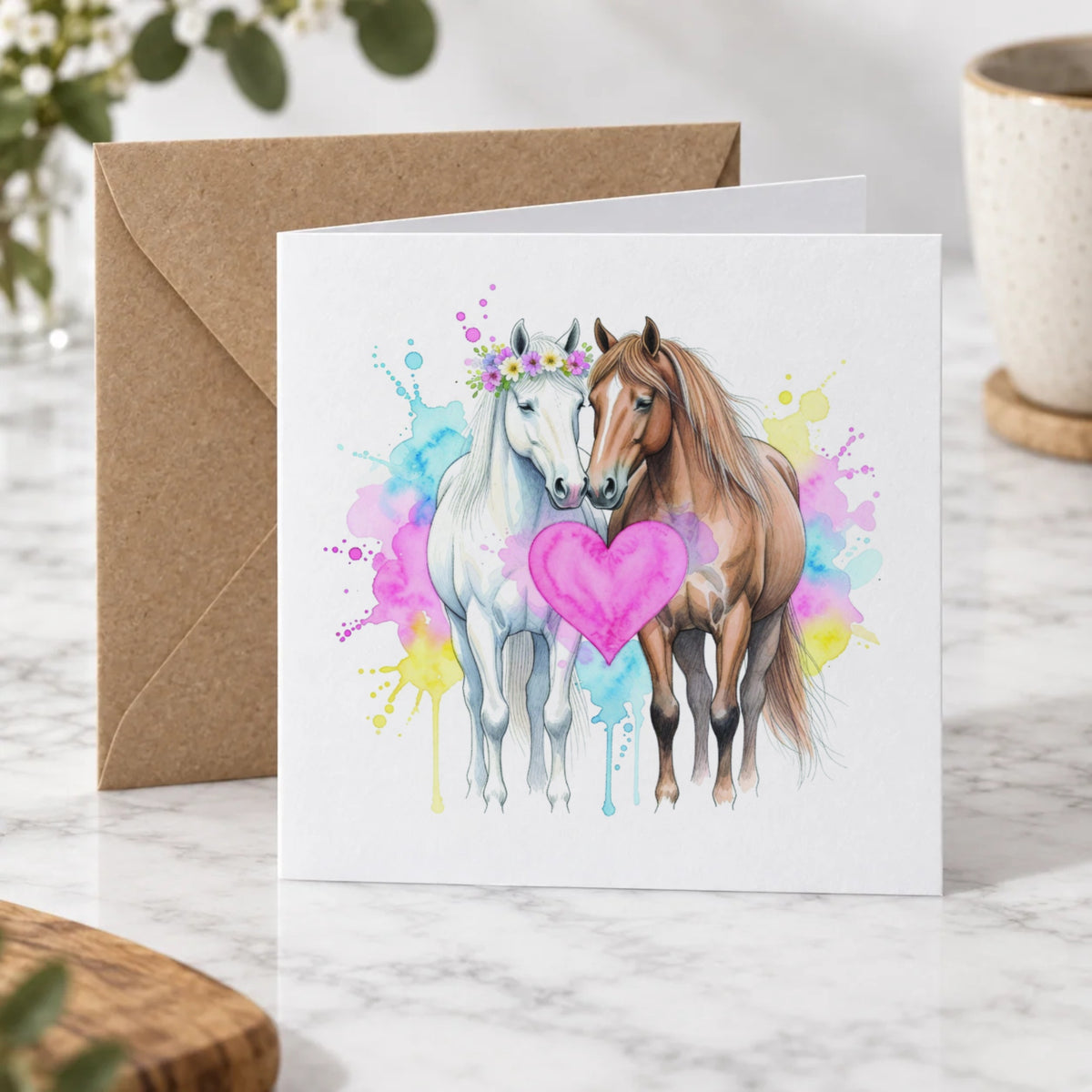 Romantic Horses Love Greeting Card – Hero