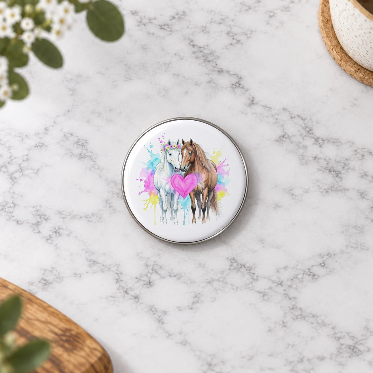 Romantic Horses Love Greeting Card – Badge Small