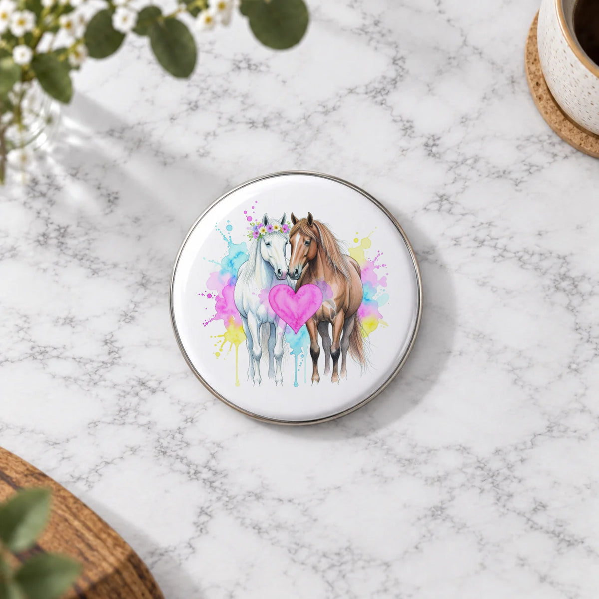 Romantic Horses Love Greeting Card – Badge Large