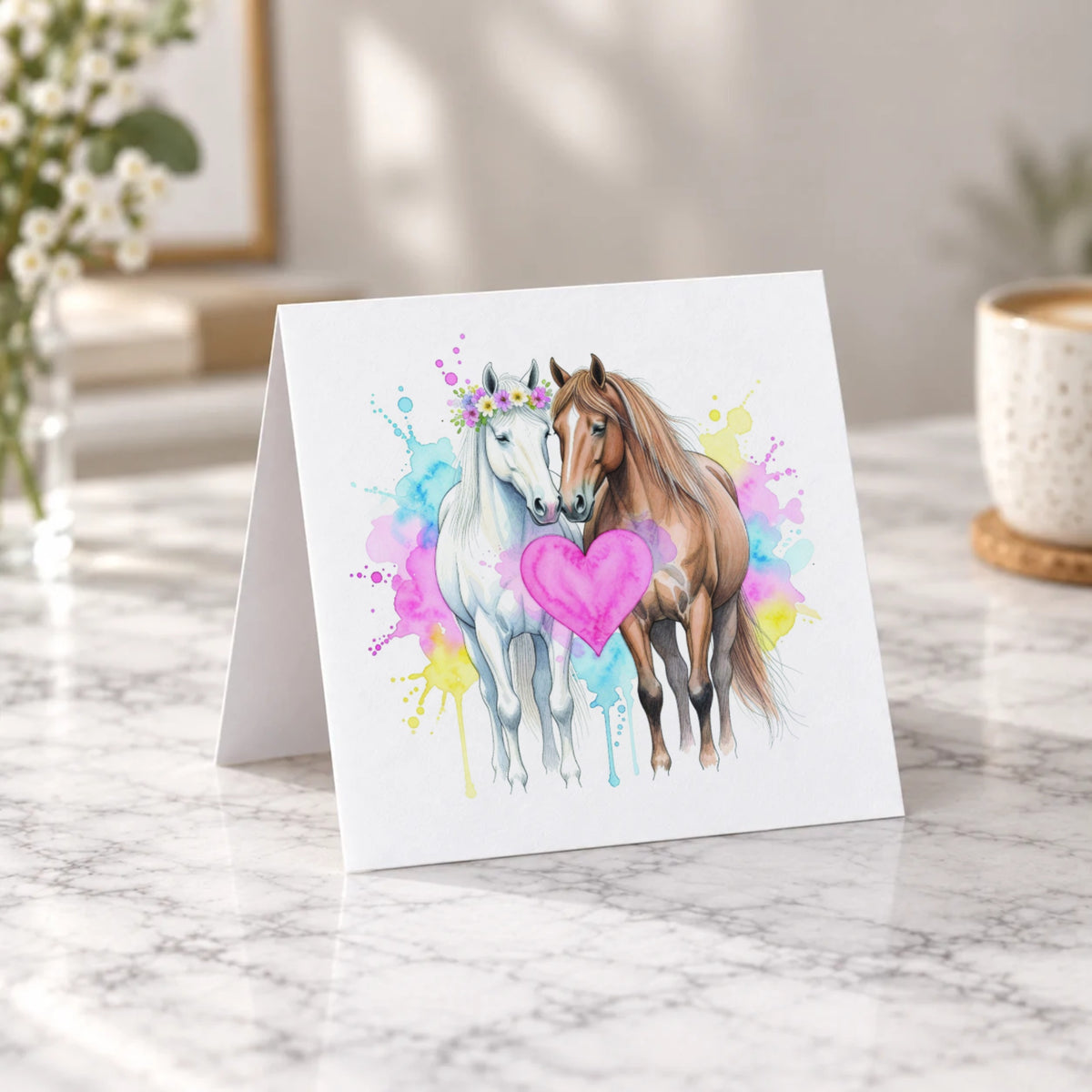 Romantic Horses Love Greeting Card – Tent Fold