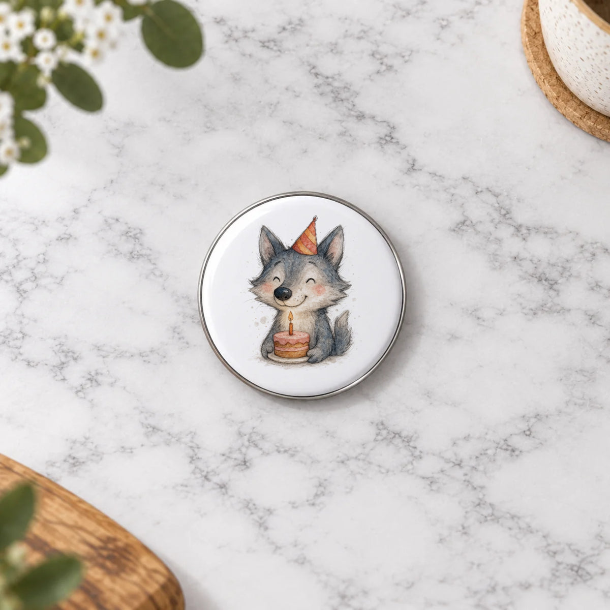 Wolf Greeting Card – Badge Small