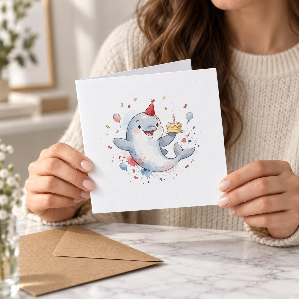 Dolphin Greeting Card – Held Card