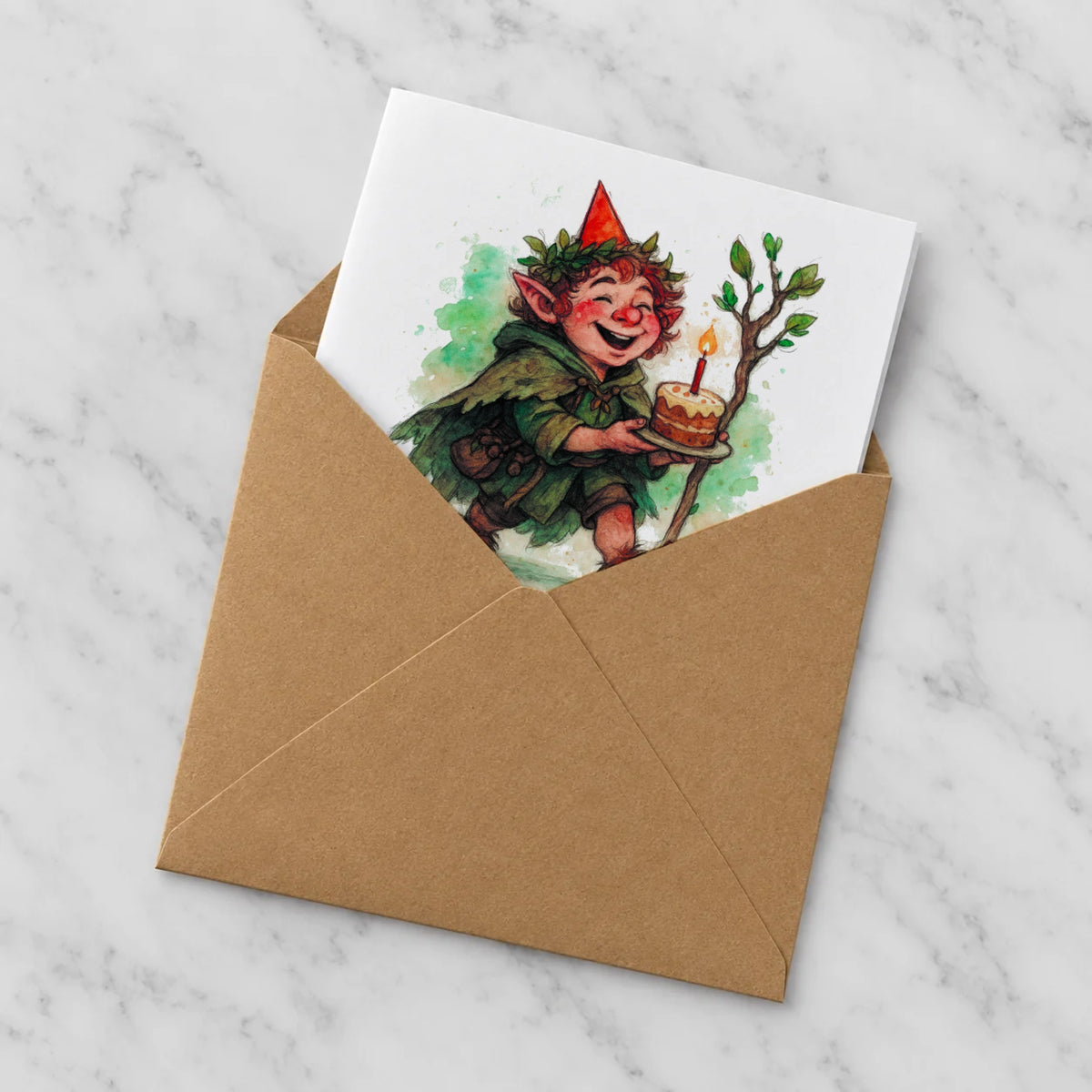 Halfling Greeting Card – Half in Envelope
