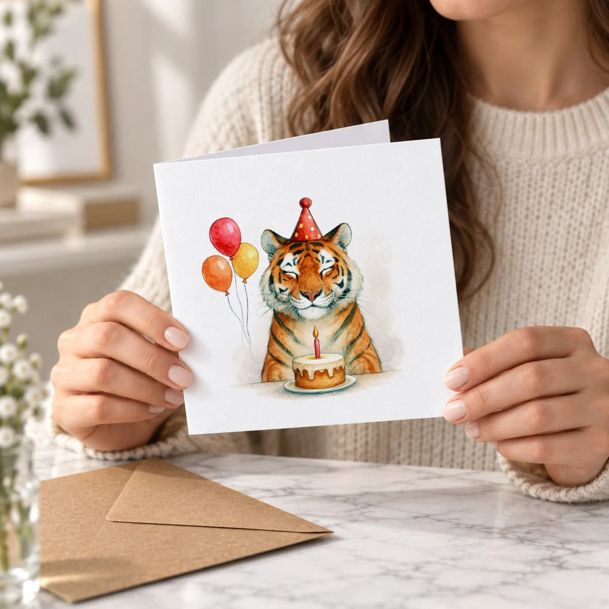 Tiger Greeting Card – Held Card
