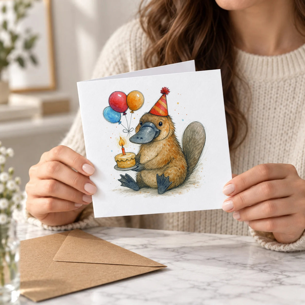 Platypus Greeting Card – Held Card