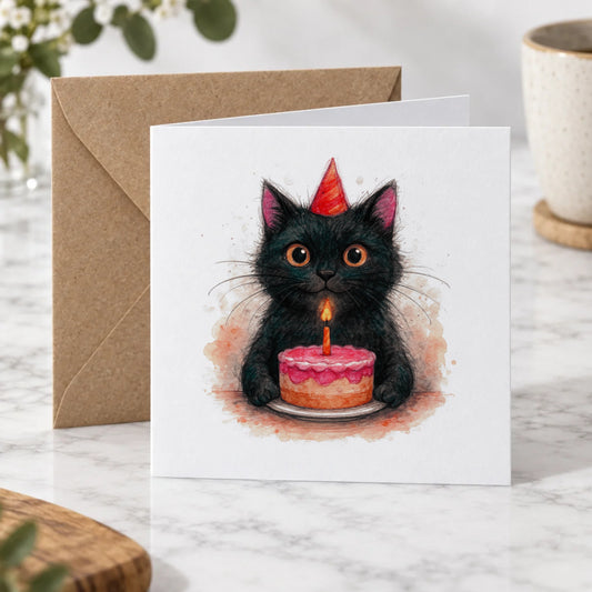 Black Cat Greeting Card – Hero