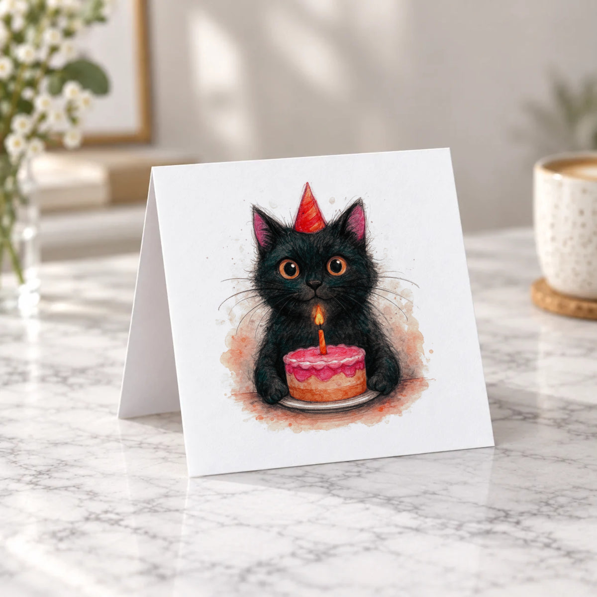 Black Cat Greeting Card – Tent Fold