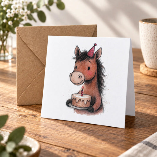 Horse Greeting Card – Warm Wood