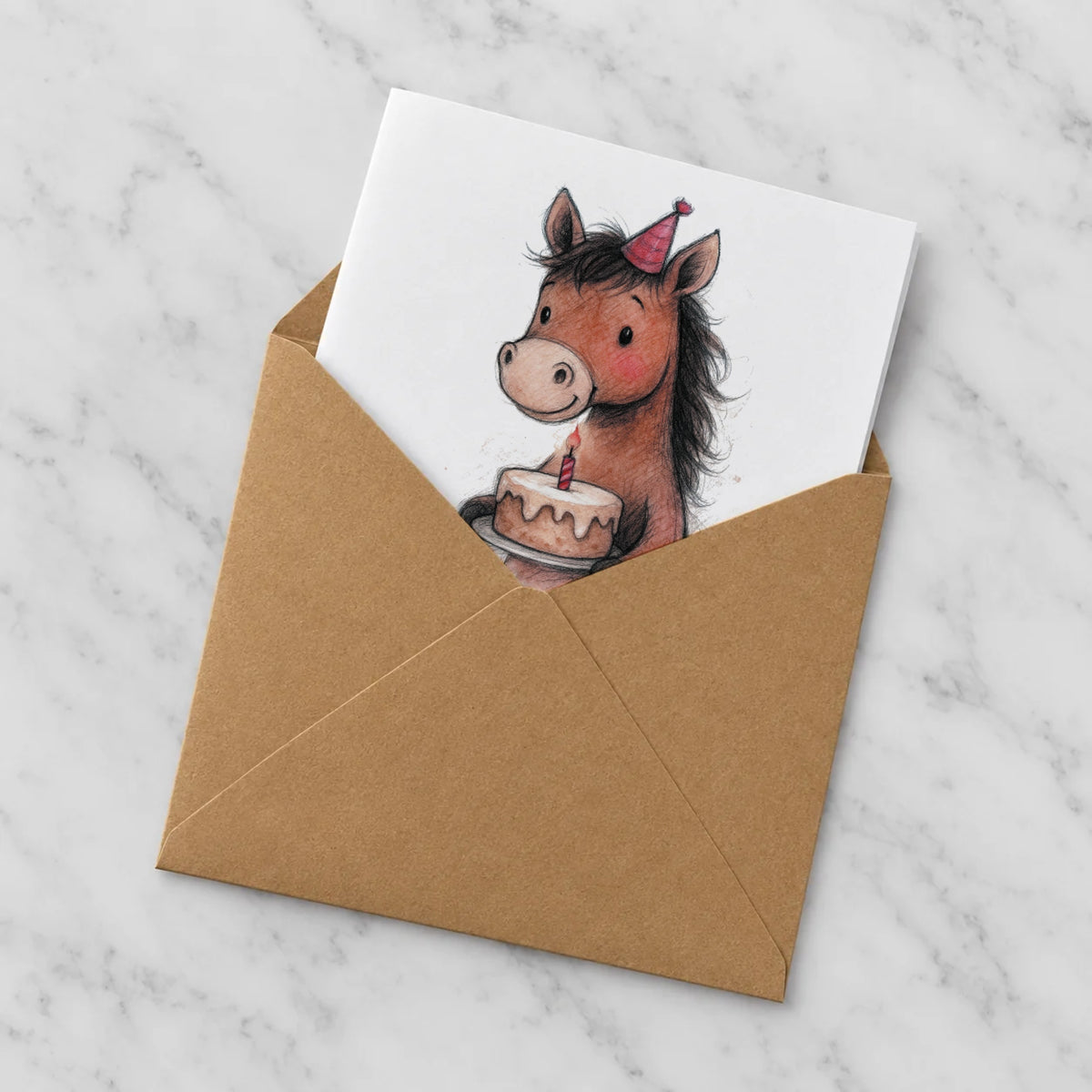 Horse Greeting Card – Half in Envelope