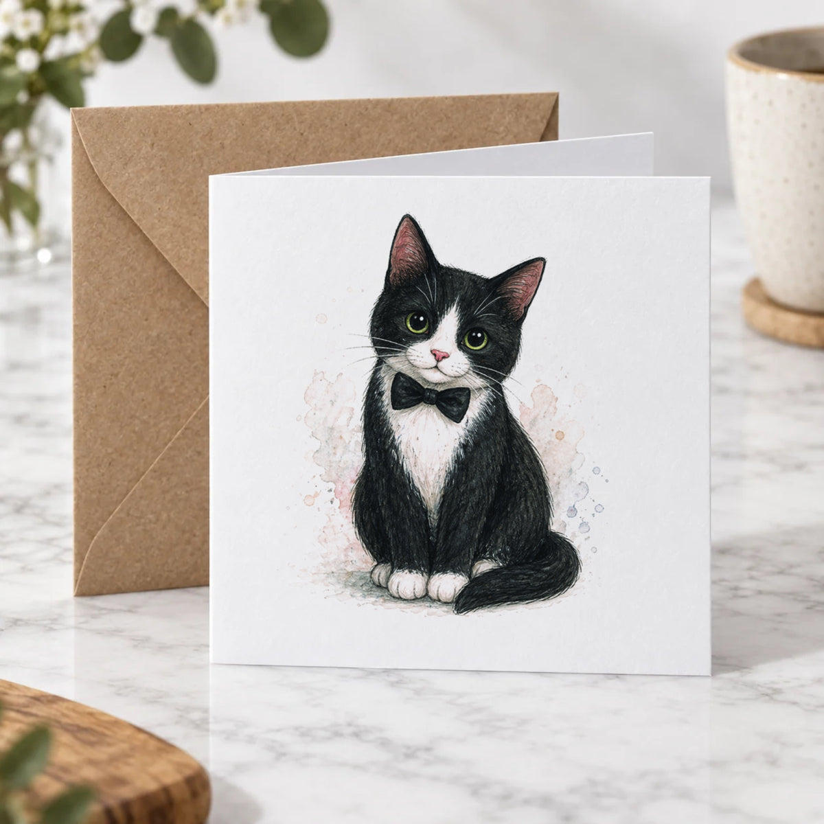 Tuxedo Cat Greeting Card – Hero