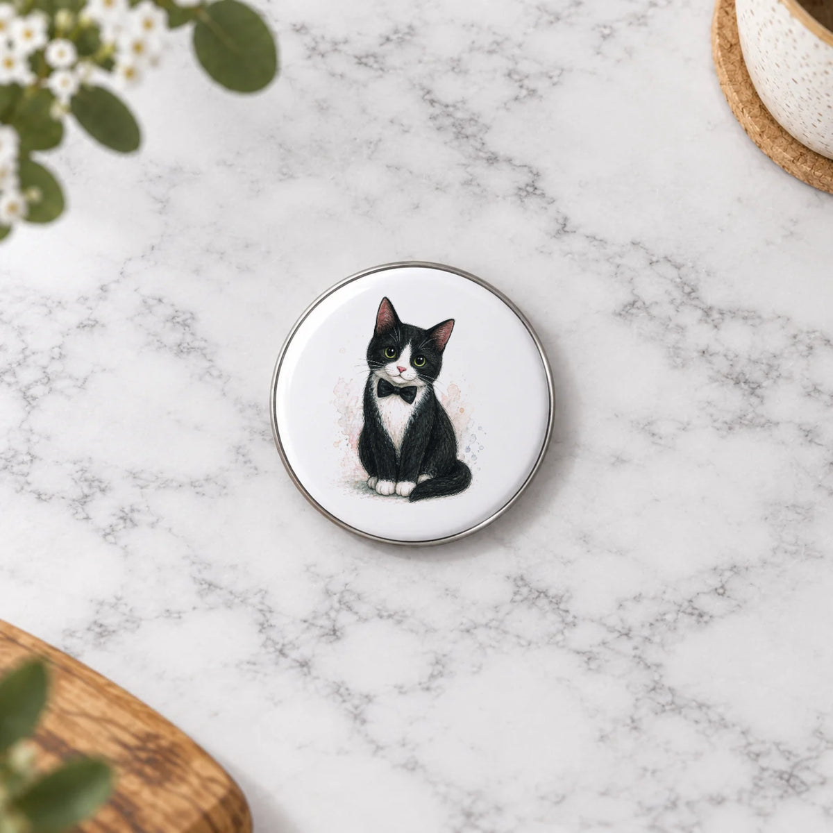 Tuxedo Cat Greeting Card – Badge Small