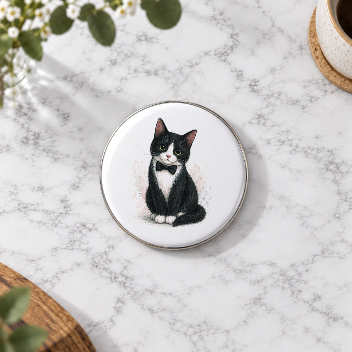 Tuxedo Cat Greeting Card – Badge Large