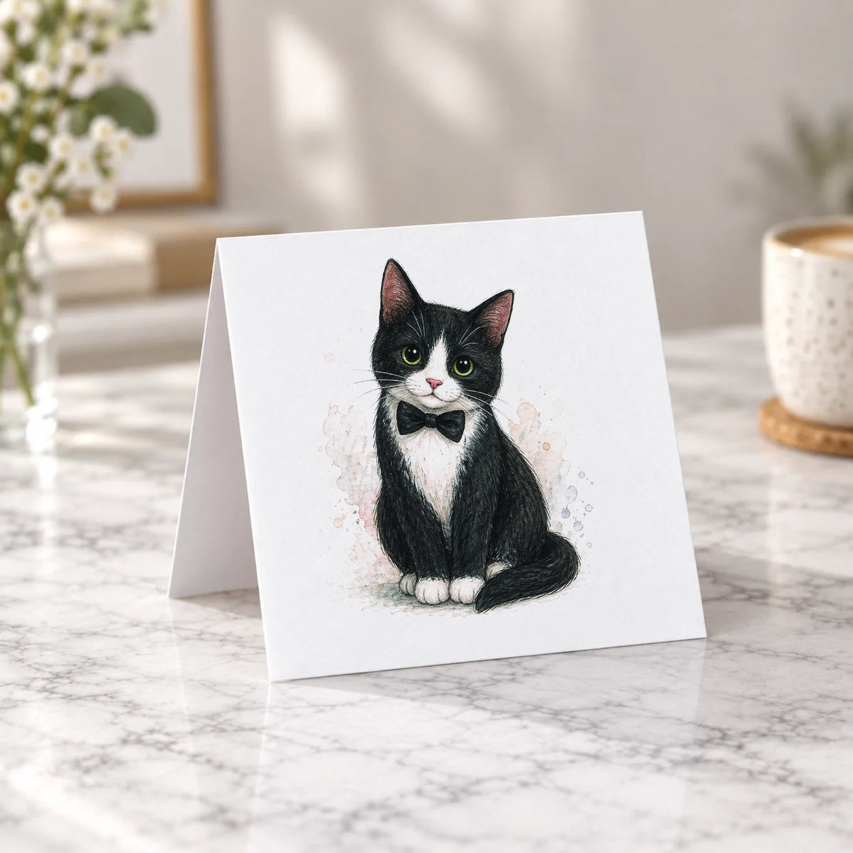Tuxedo Cat Greeting Card – Tent Fold