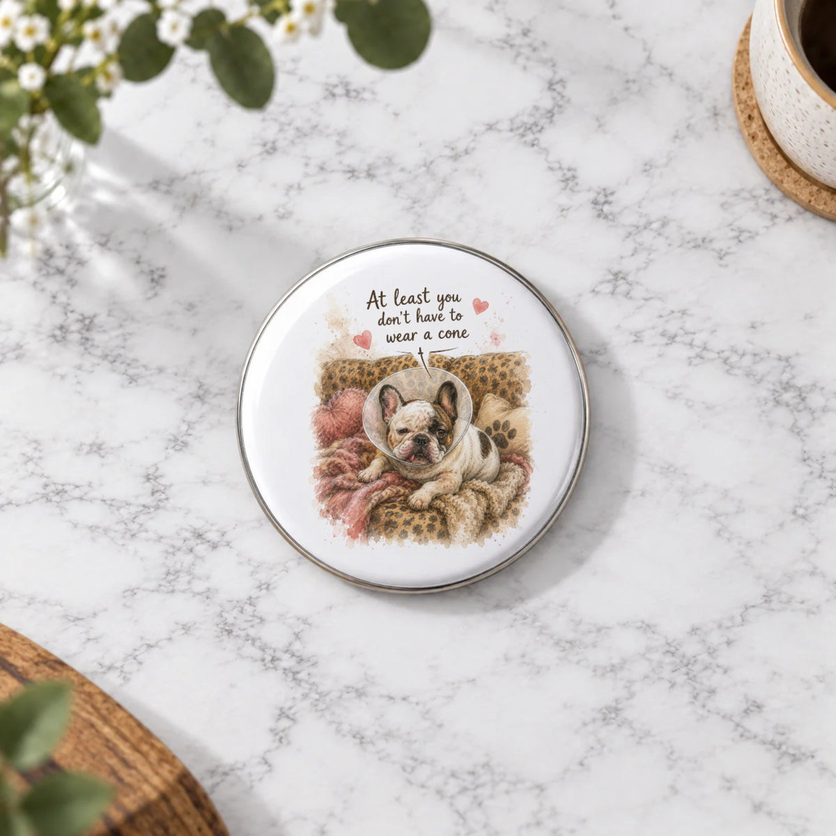 French Bulldog Get Well Card – Badge Large