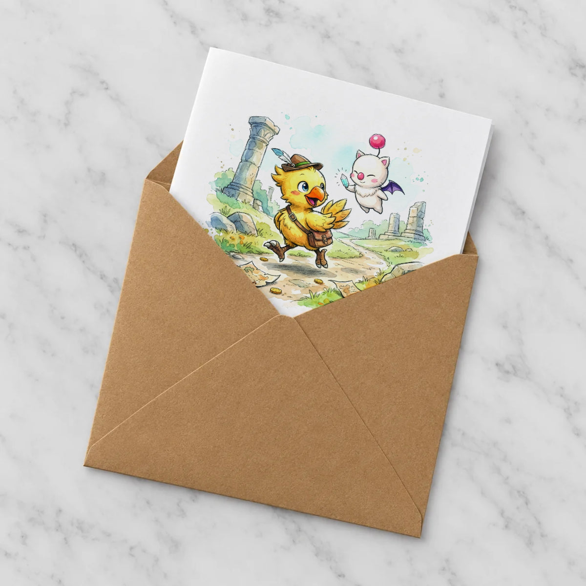 Fantasy Explorer Greeting Card – Half in Envelope