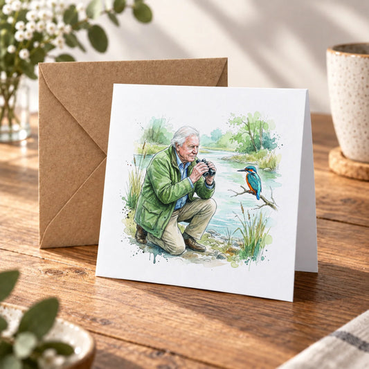 Kingfisher Greeting Card – Warm Wood