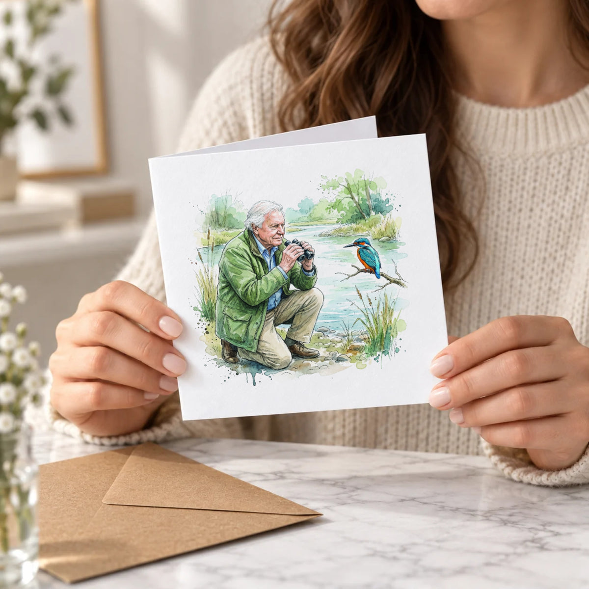 Kingfisher Greeting Card – Held Card