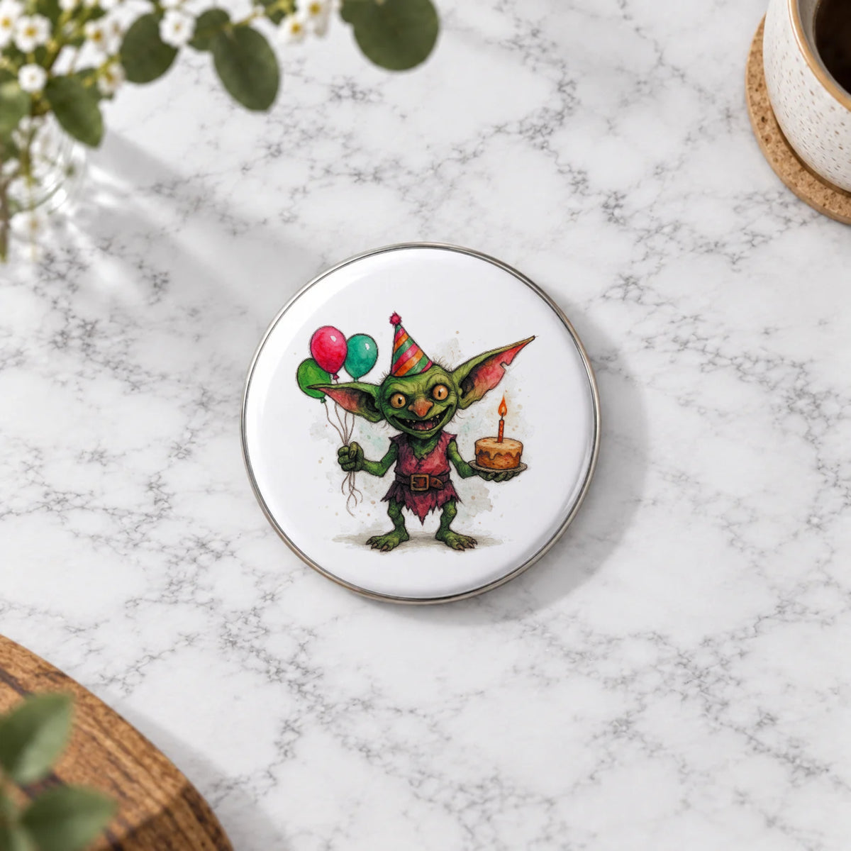Mischievous Goblin Greeting Card – Badge Large