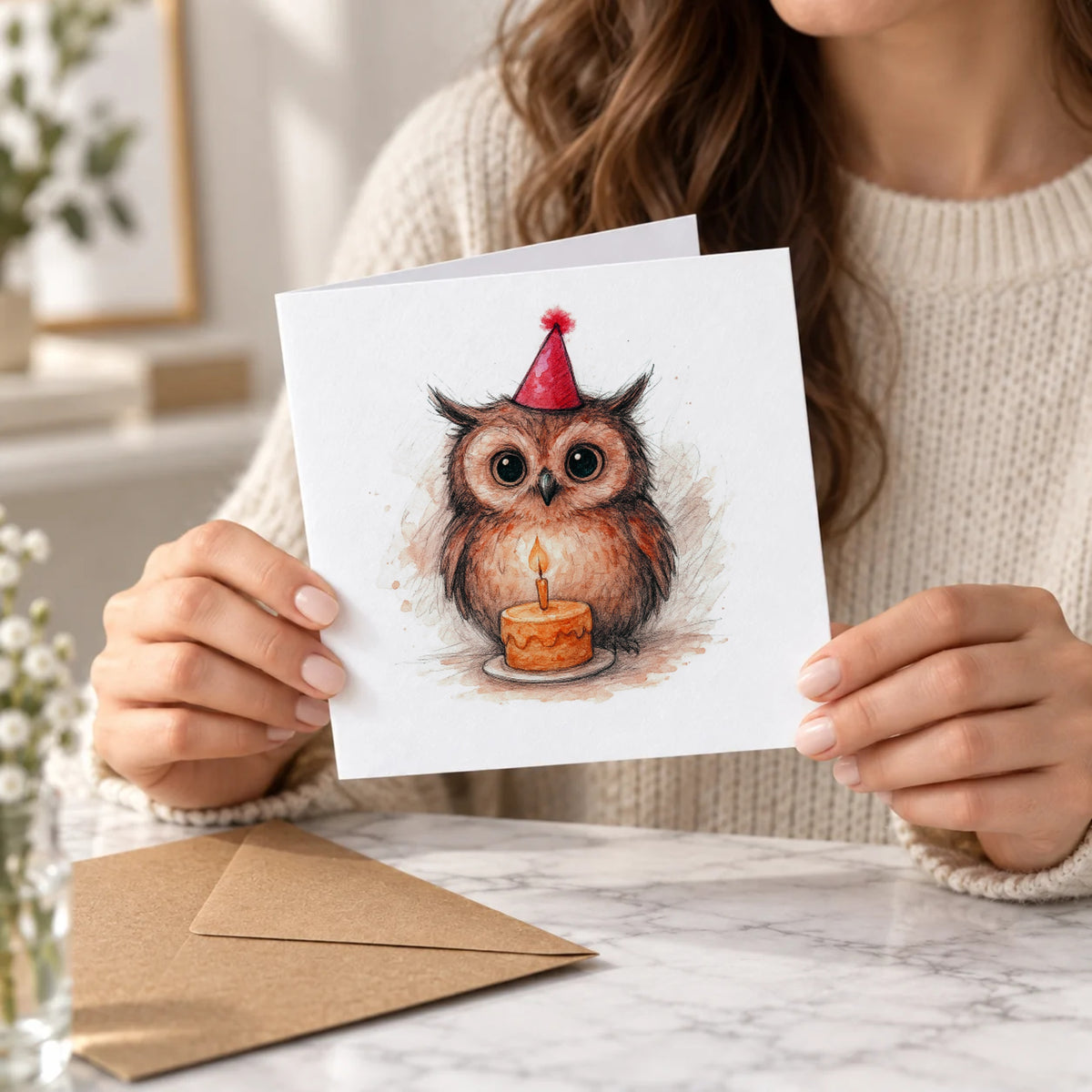 Owl Greeting Card – Held Card