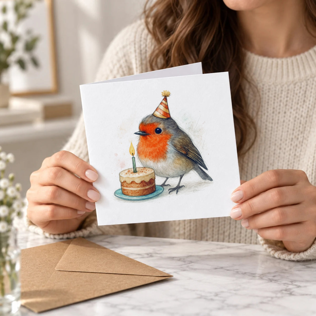 Robin Greeting Card – Held Card