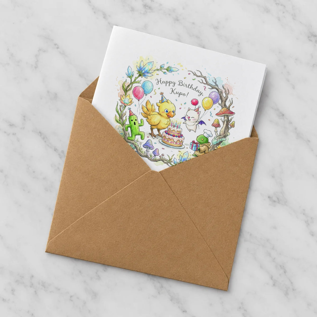 Fantasy Party Greeting Card – Half in Envelope