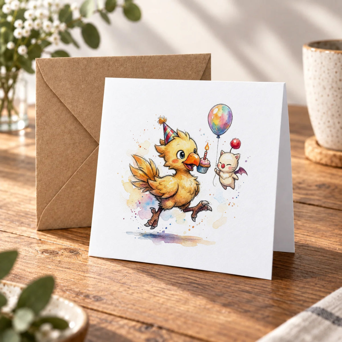Fantasy Bird Greeting Card – Warm Wood