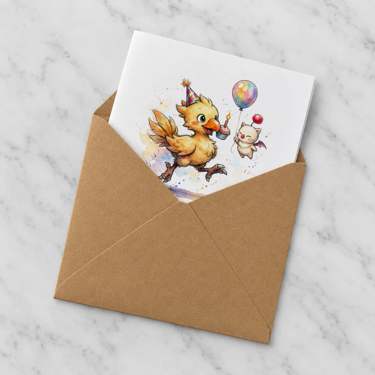 Fantasy Bird Greeting Card – Half in Envelope