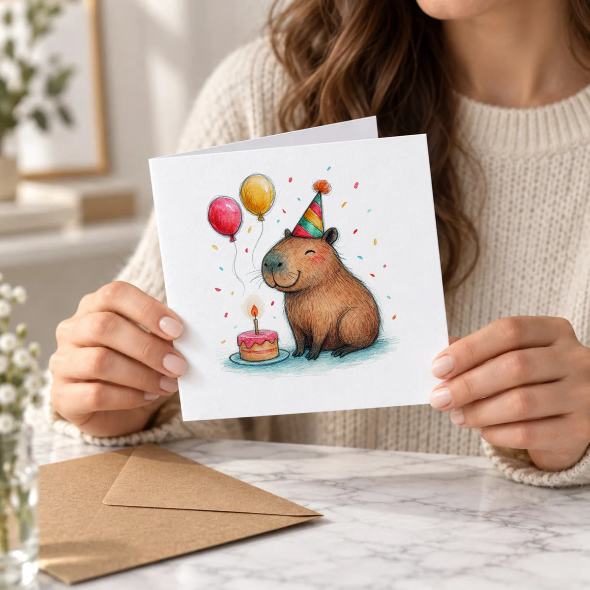 Capybara Greeting Card – Held Card