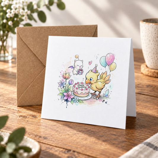 Fantasy Bird Greeting Card – Warm Wood