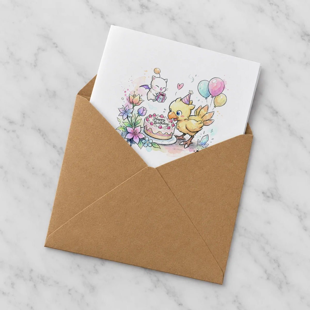 Fantasy Bird Greeting Card – Half in Envelope