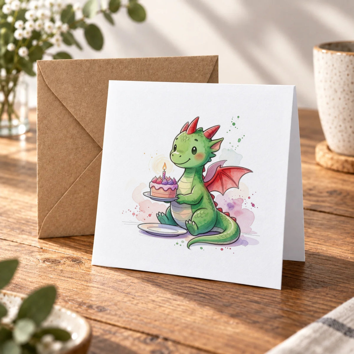 Dragon Greeting Card – Warm Wood