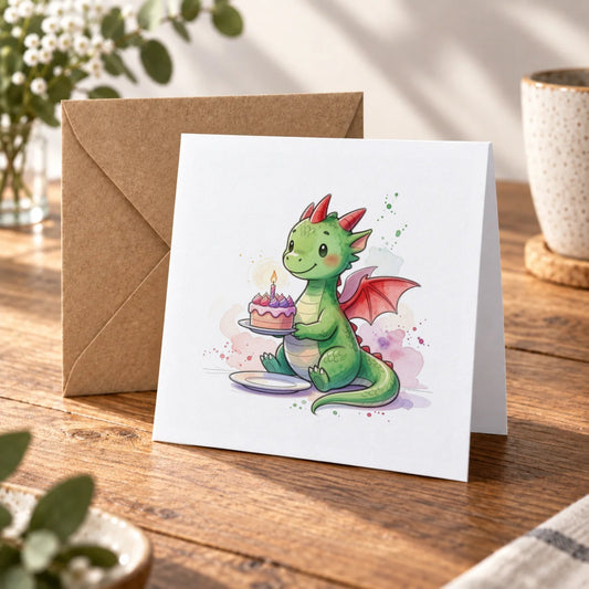 Dragon Greeting Card – Warm Wood