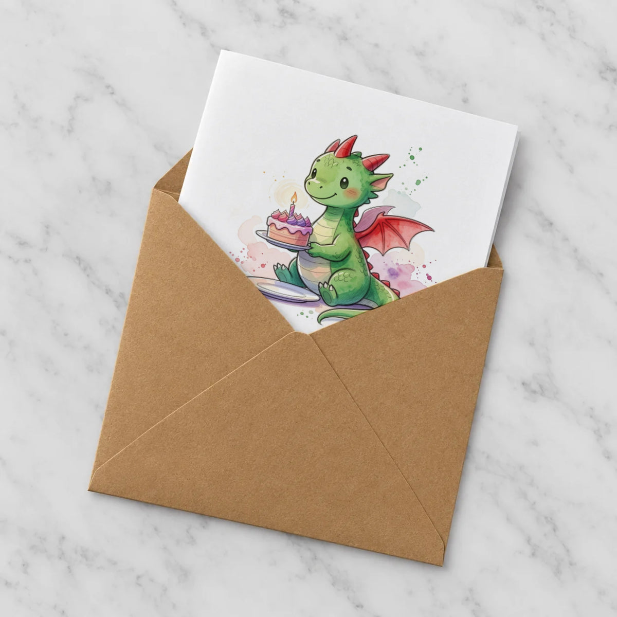 Dragon Greeting Card – Half in Envelope