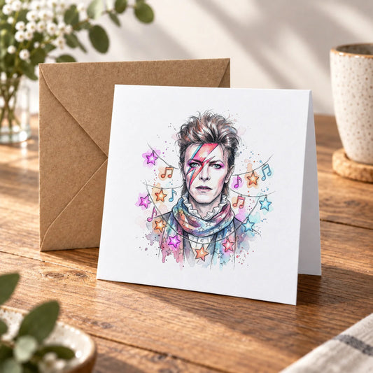 Glam Rock Star Greeting Card – Warm Wood