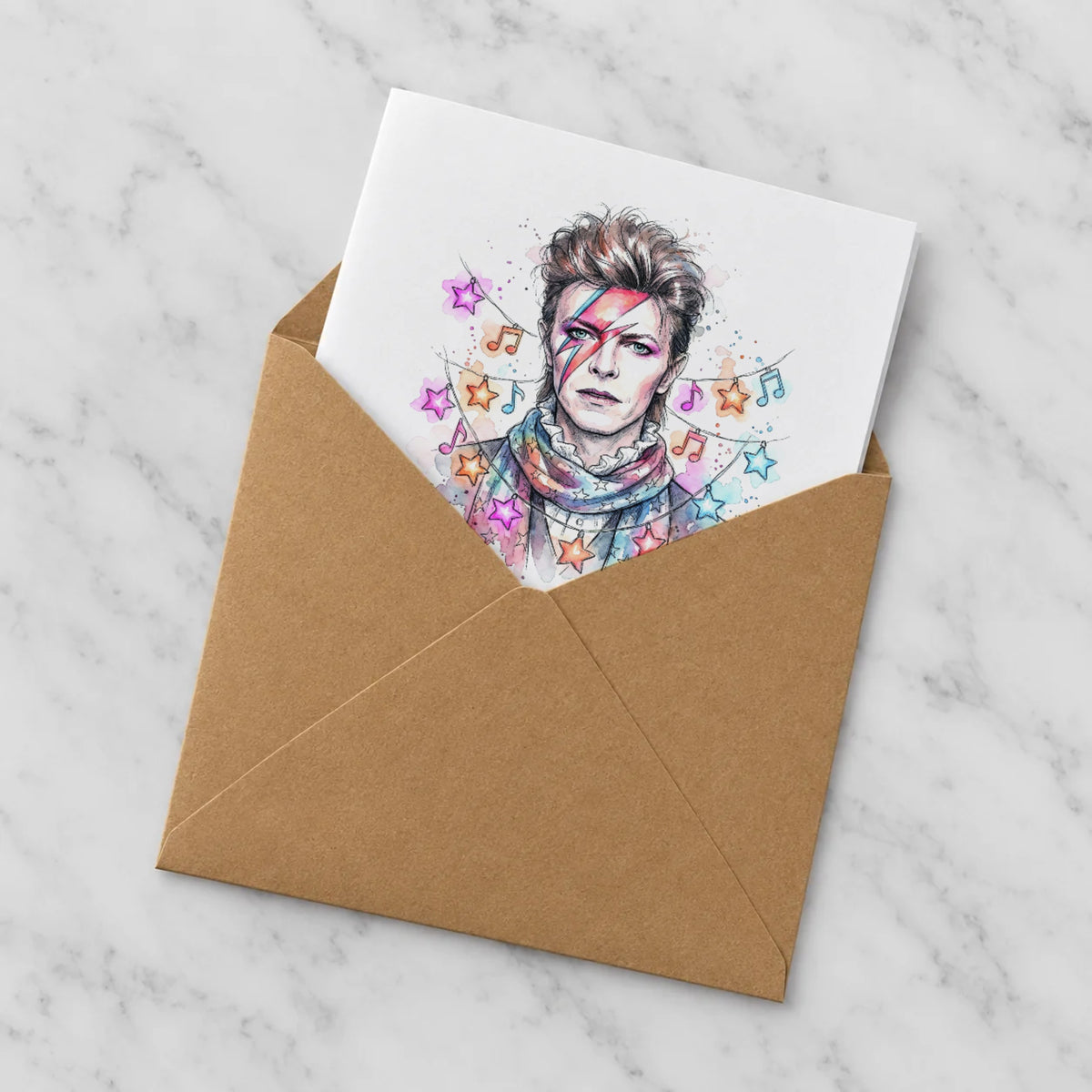 Glam Rock Star Greeting Card – Half in Envelope