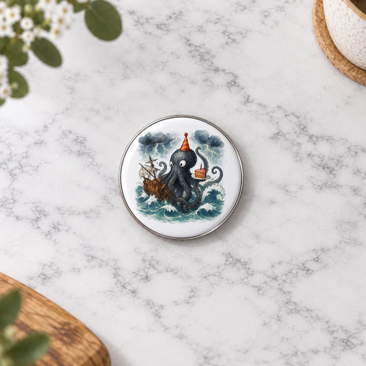 Kraken Ship Greeting Card – Badge Small