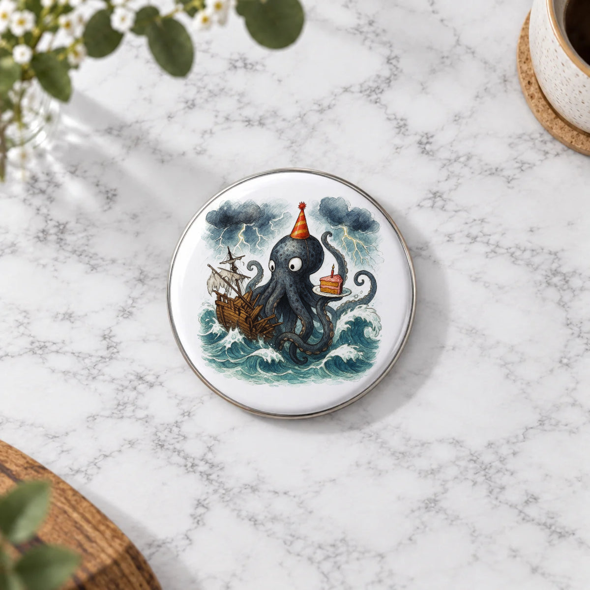 Kraken Ship Greeting Card – Badge Large